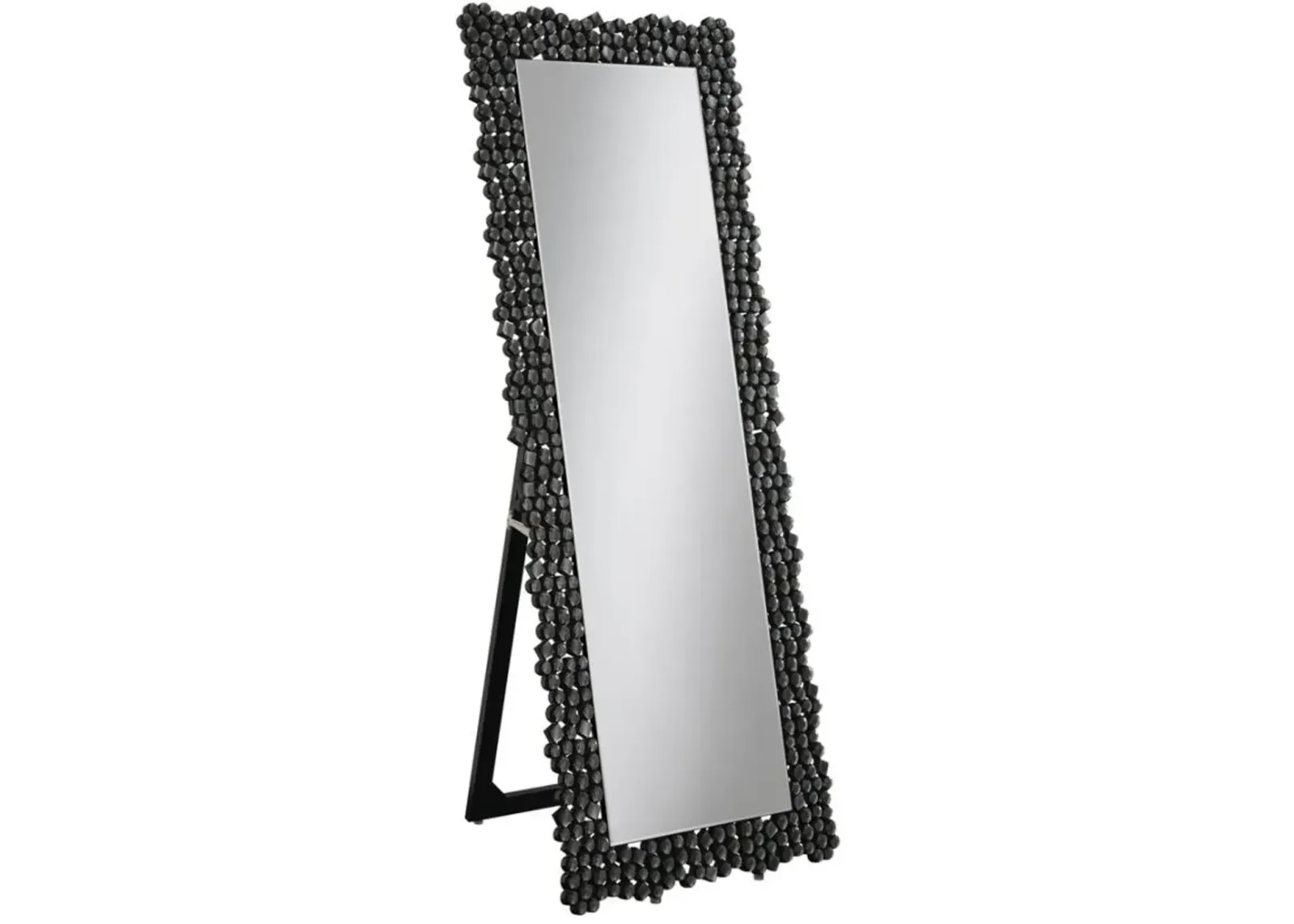 Mckay Textural Frame Cheval Floor Mirror Silver and Smoky Grey