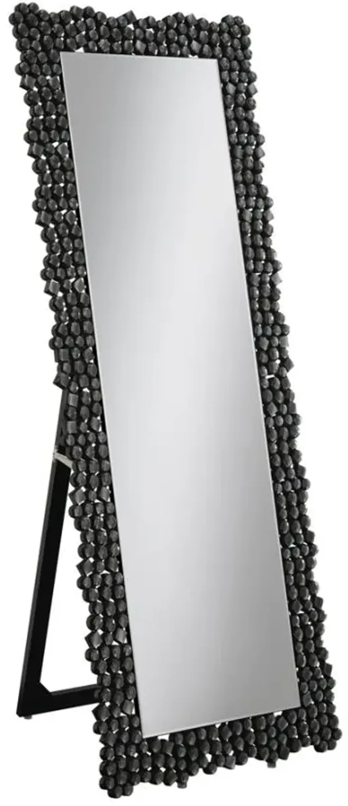 Mckay Textural Frame Cheval Floor Mirror Silver and Smoky Grey