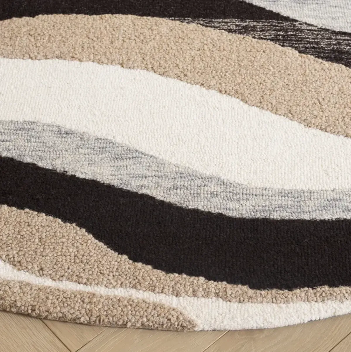 EBONY 804 IVORY  6' x 6' Round Round Rug