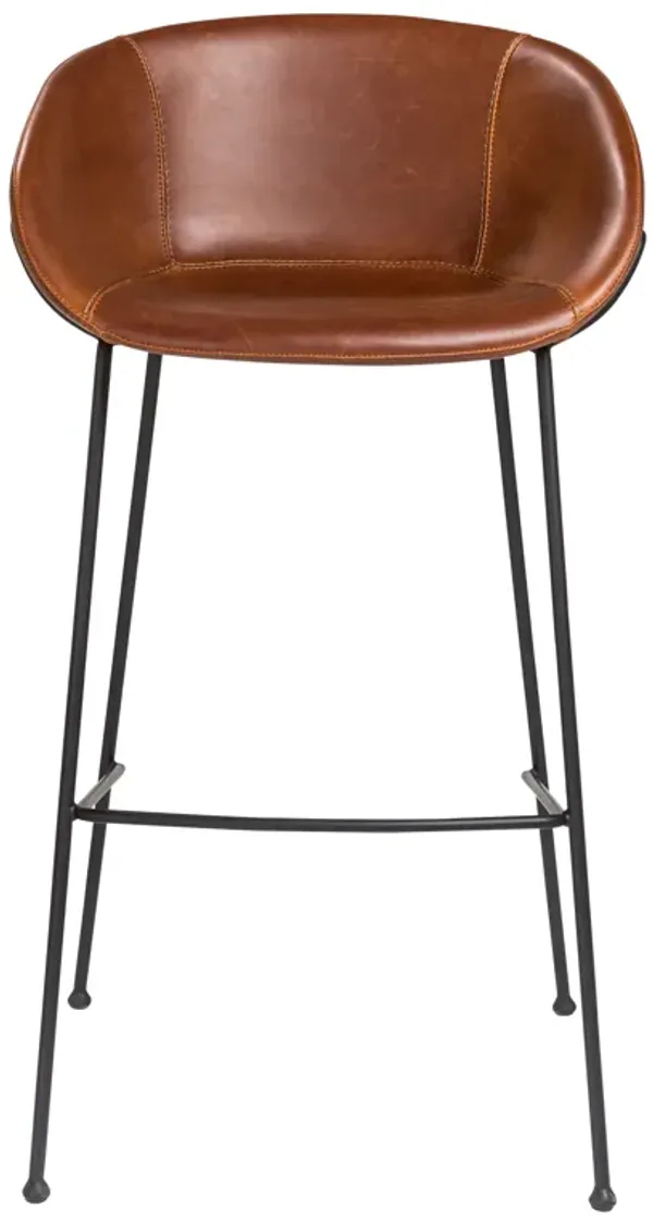 Zach-B Bar Stool in Dark Brown and Black Frame and Legs - Set of 2