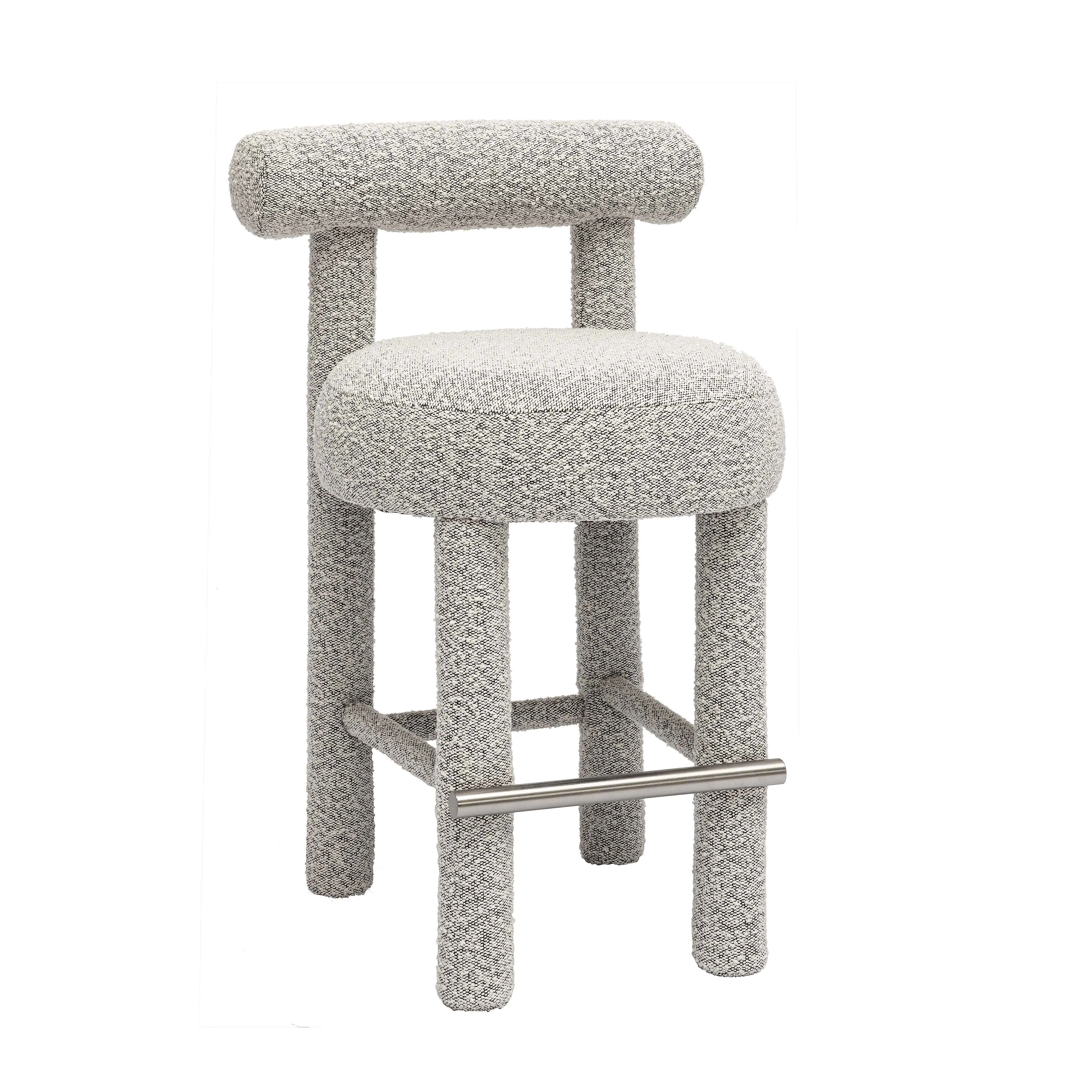 Carmel Black & White Boucle Counter Stool