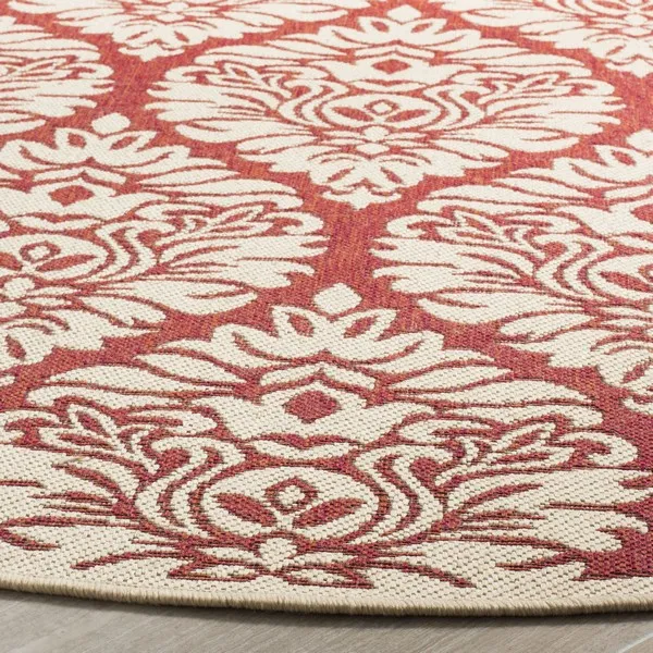 LINDEN 135 Collection LND135Q-6R Red / Creme 6'-7" X 6'-7" Round