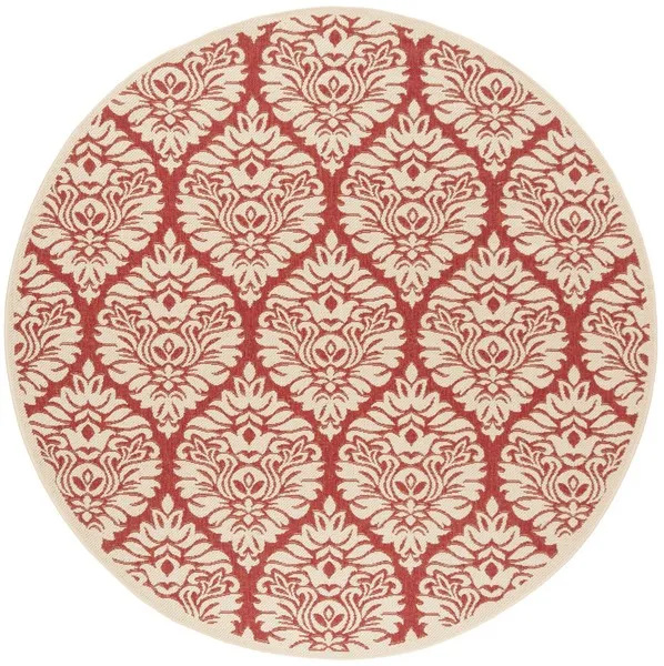 LINDEN 135 Collection LND135Q-6R Red / Creme 6'-7" X 6'-7" Round