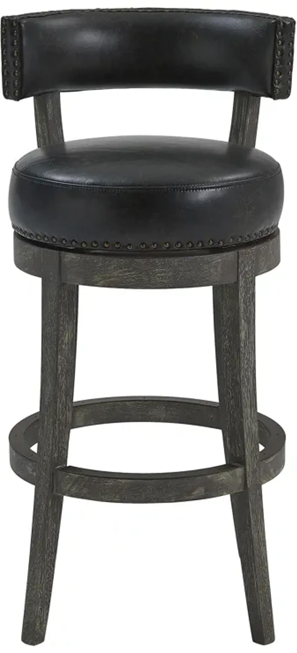 Corbin 26" Counter Height Swivel Onyx Faux Leather and American Grey Wood Bar Stool