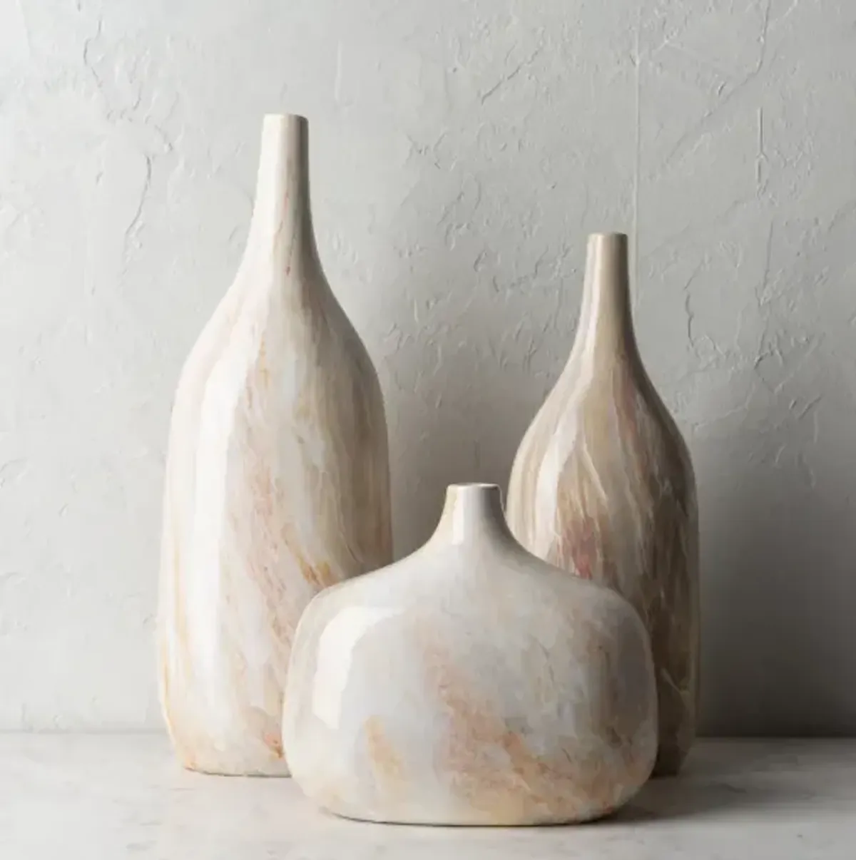 Marble 18"H x 5"W x 7"D, 15"H x 5"W x 6"D, 8"H x 5"W x 9"D Decorative Accent