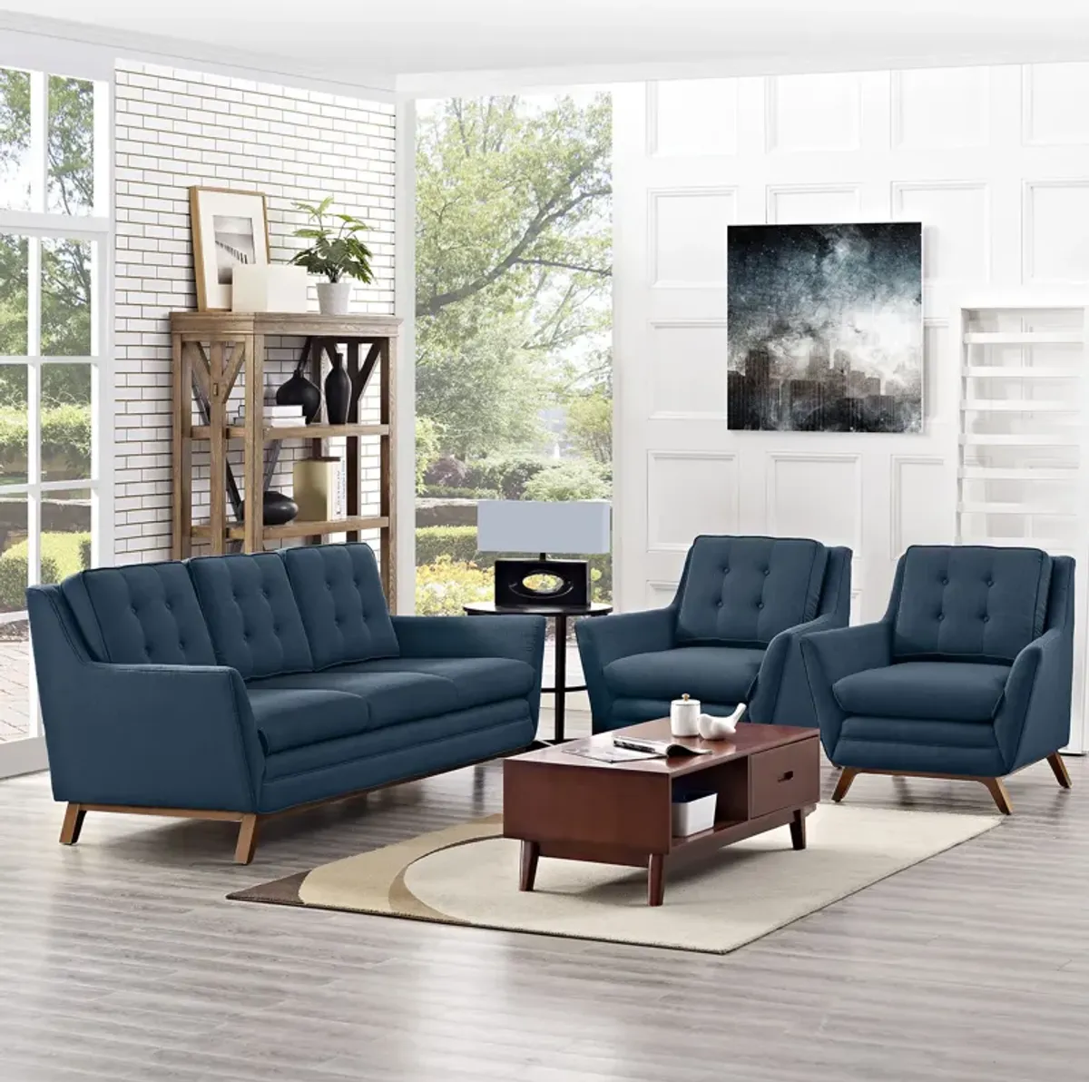 Beguile 3 Piece Upholstered Fabric Living Room Set