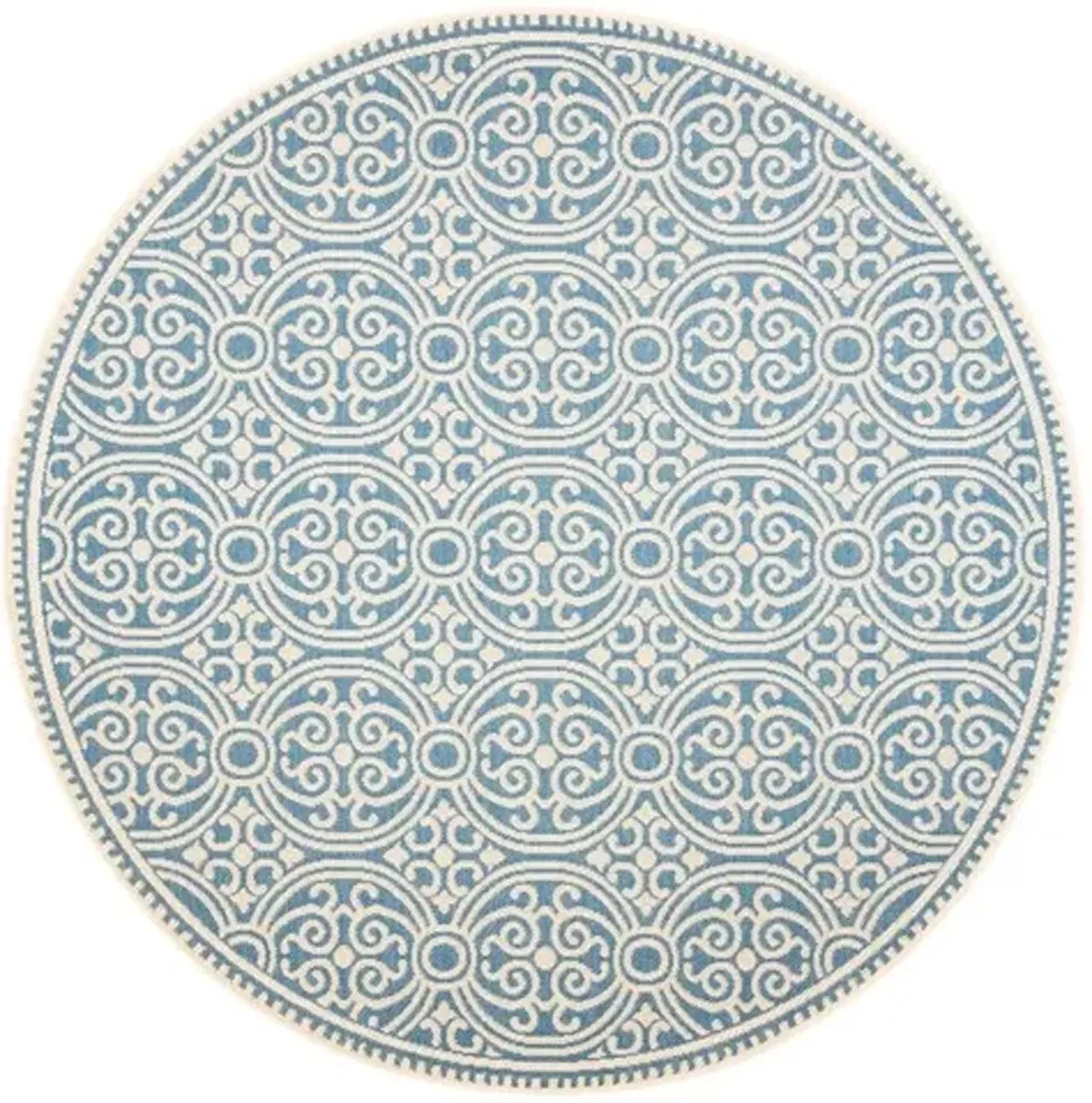 Safavieh BEACH HOUSE Collection BHS134N-6R Cream / Blue 6'-7" X 6'-7" Round