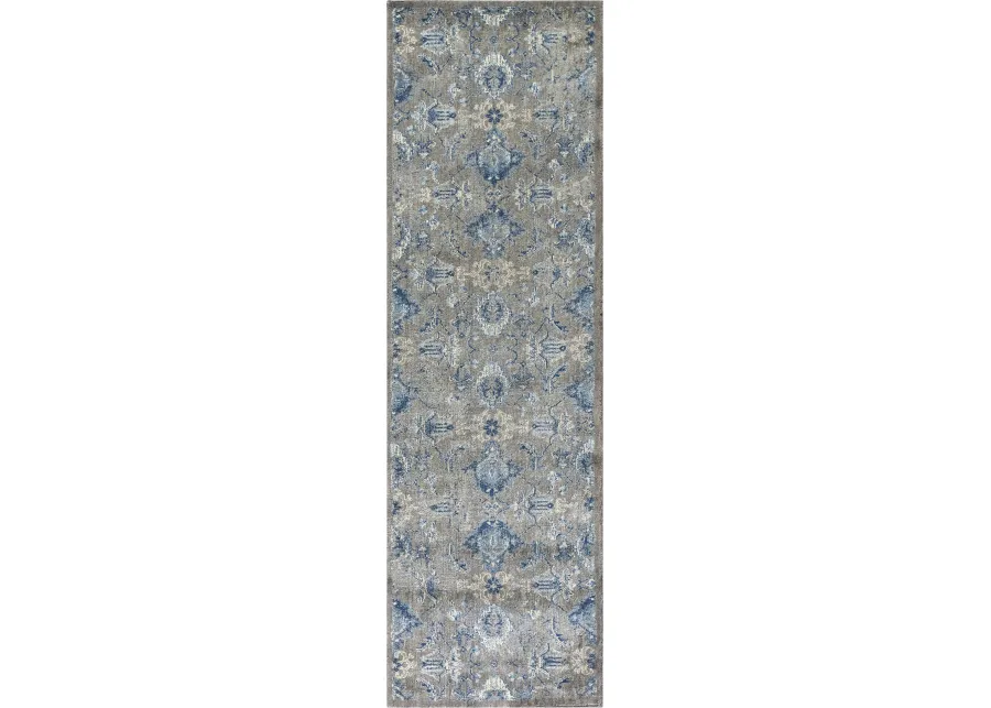 Gossamer Dark Gray Classic/Updated 100% New Zealand Wool 2'6" x 8' Runner Rug