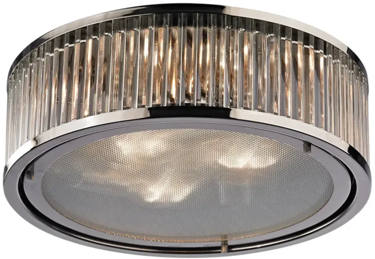 Linden Manor 16" Wide 3-Light Flush Mount - Polished Nickel