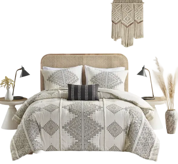 Ibiza 4 Piece Printed Comforter Set with Throw Pillow