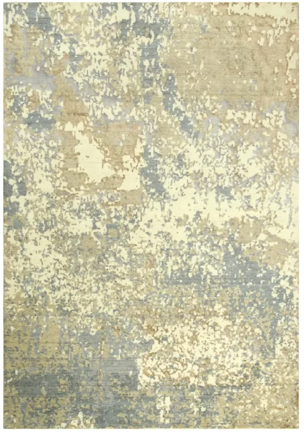 Impressions Beige Abstract NZ Wool/Tencel Blend 2' x 3'  Rectangle Rug