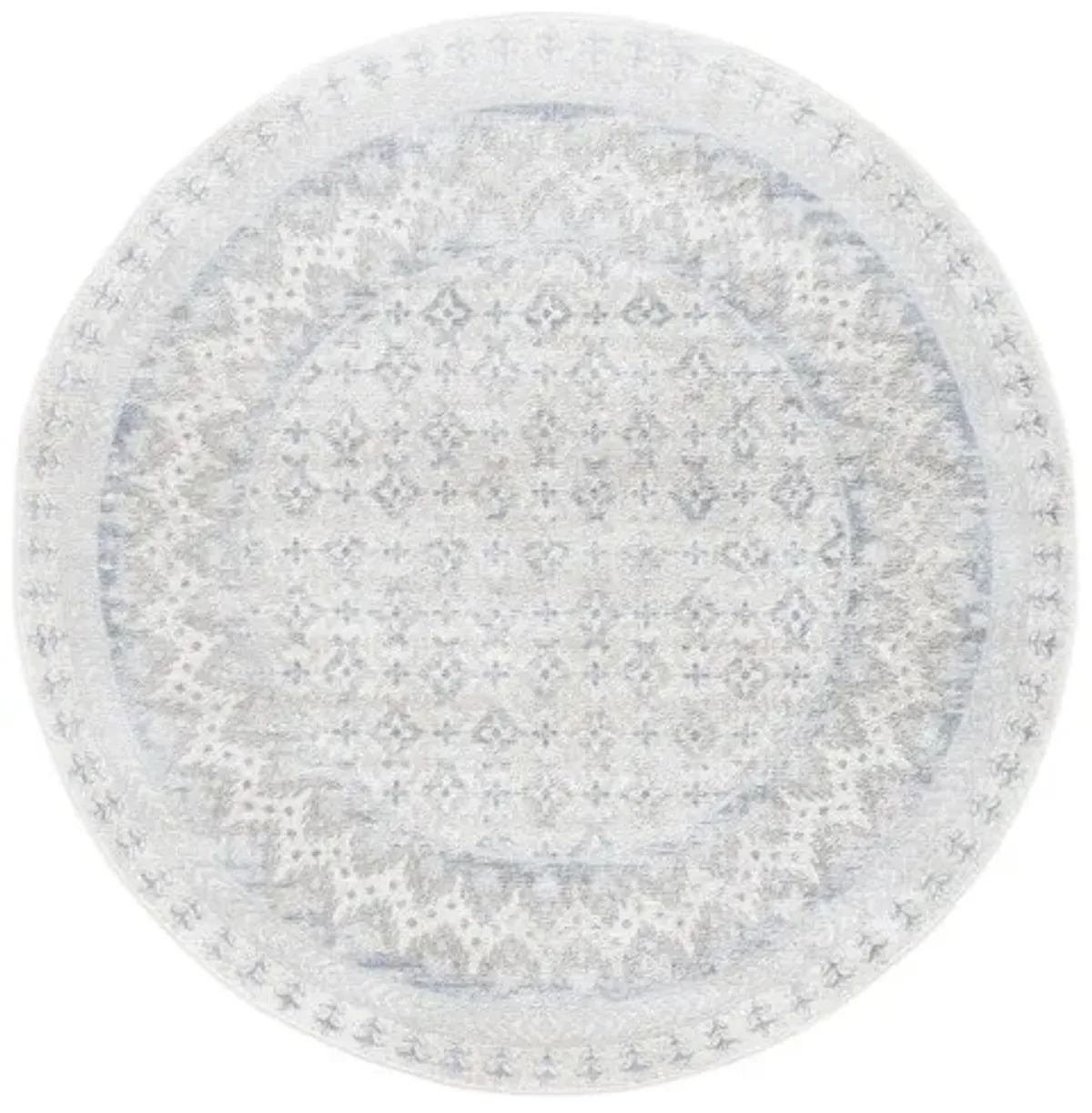 Brentwood 899 Ivory / Grey 6'-7" X 6'-7" Round Round Powerloomed Rug