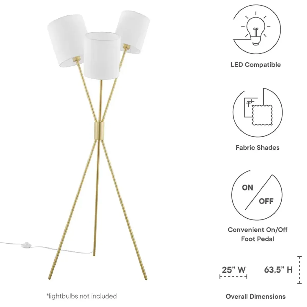 Alexa 3-Light Floor Lamp