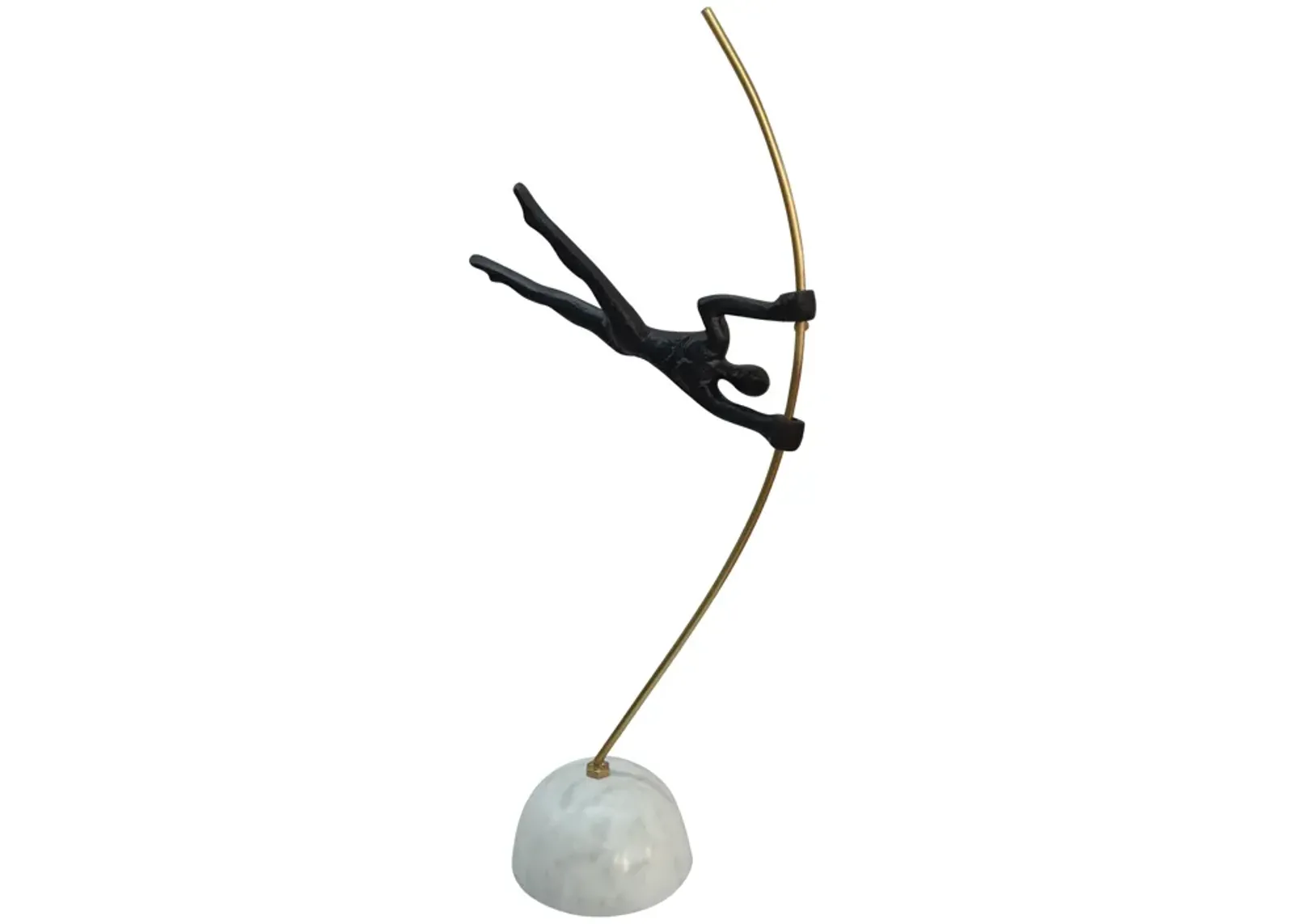 Metal, 17" Gymnast On Pole, Black/gold