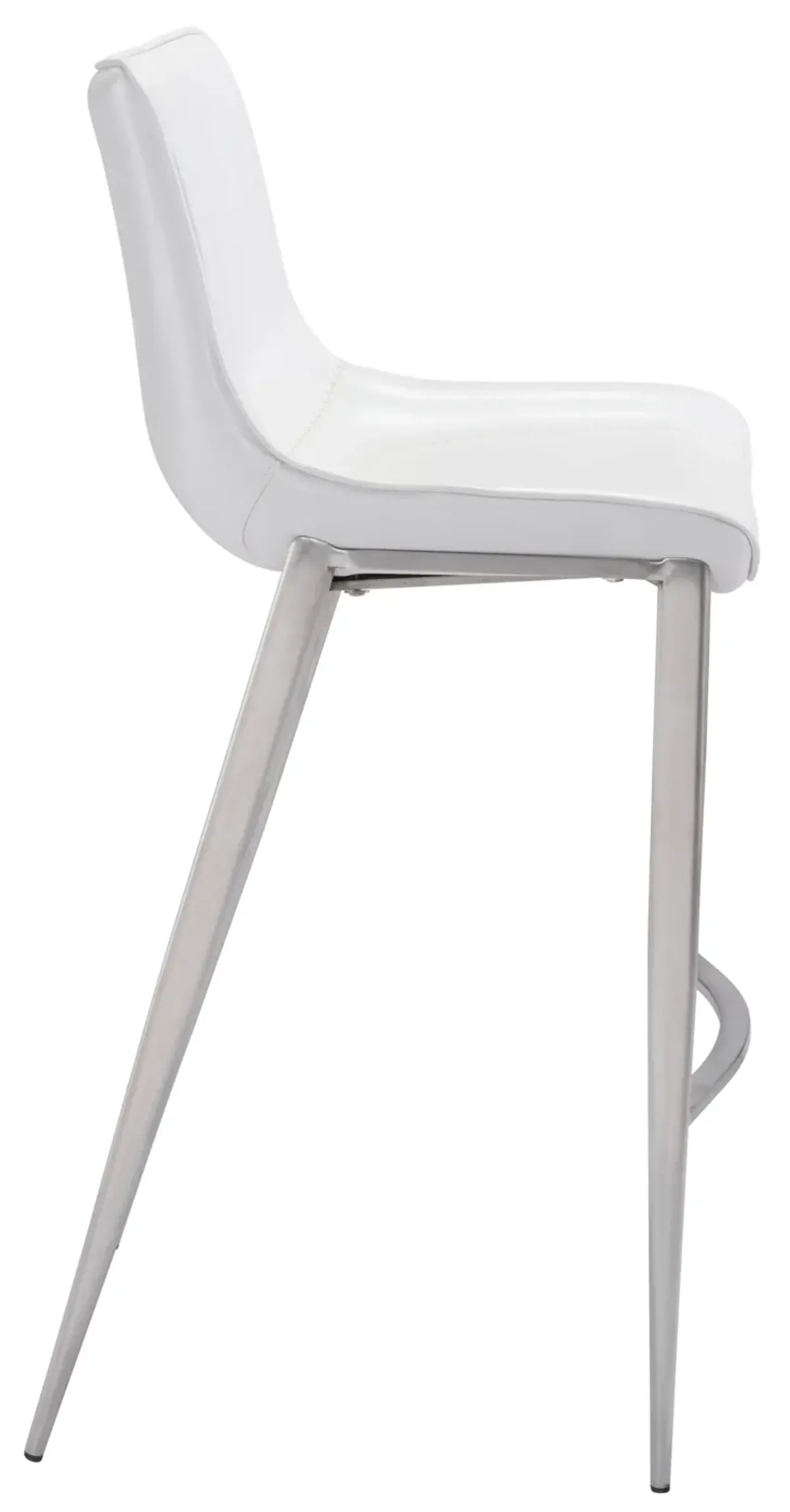 Magnus Barstool (Set of 2) White & Silver