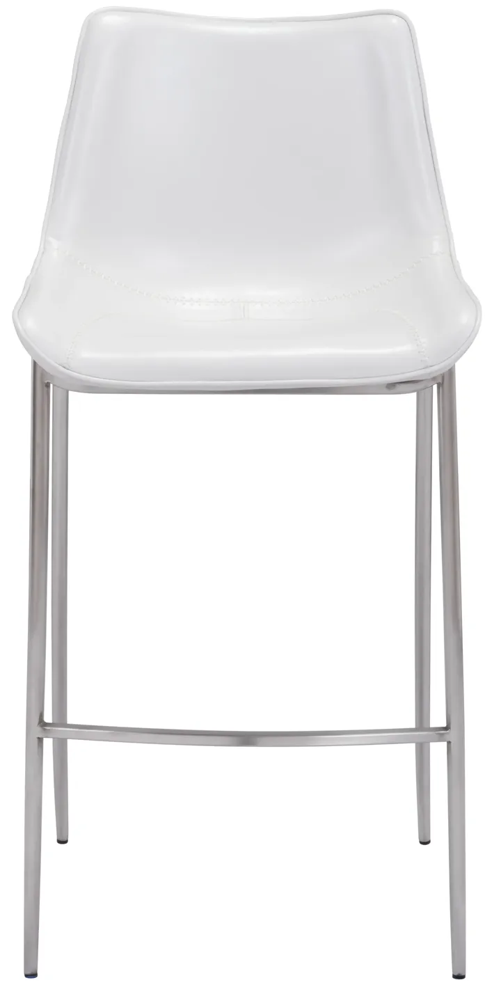 Magnus Barstool (Set of 2) White & Silver