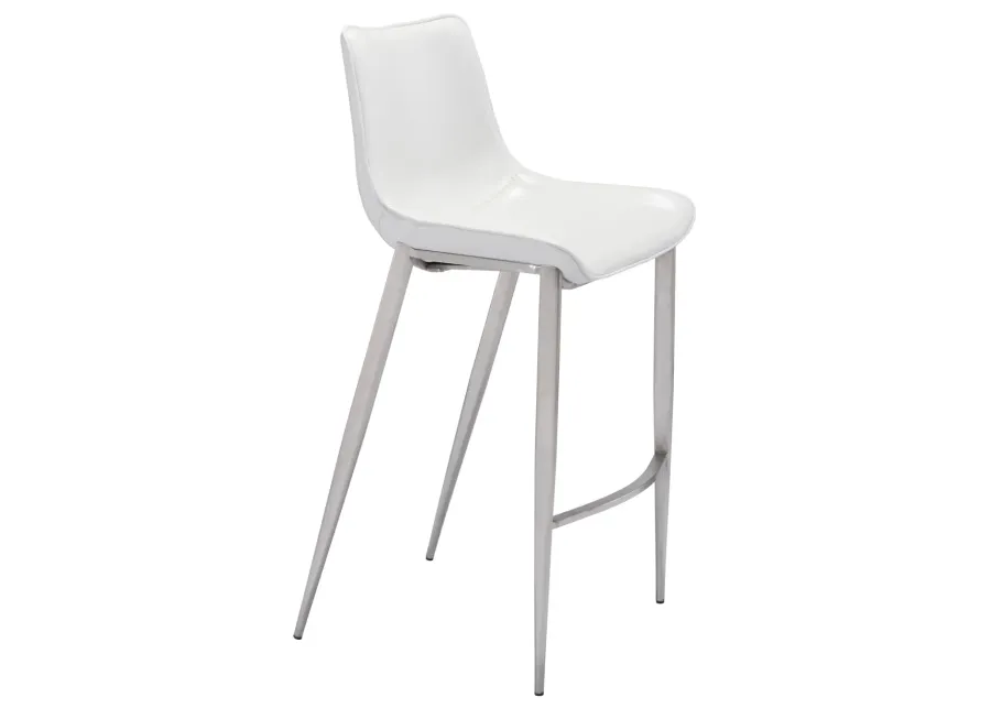 Magnus Barstool (Set of 2) White & Silver