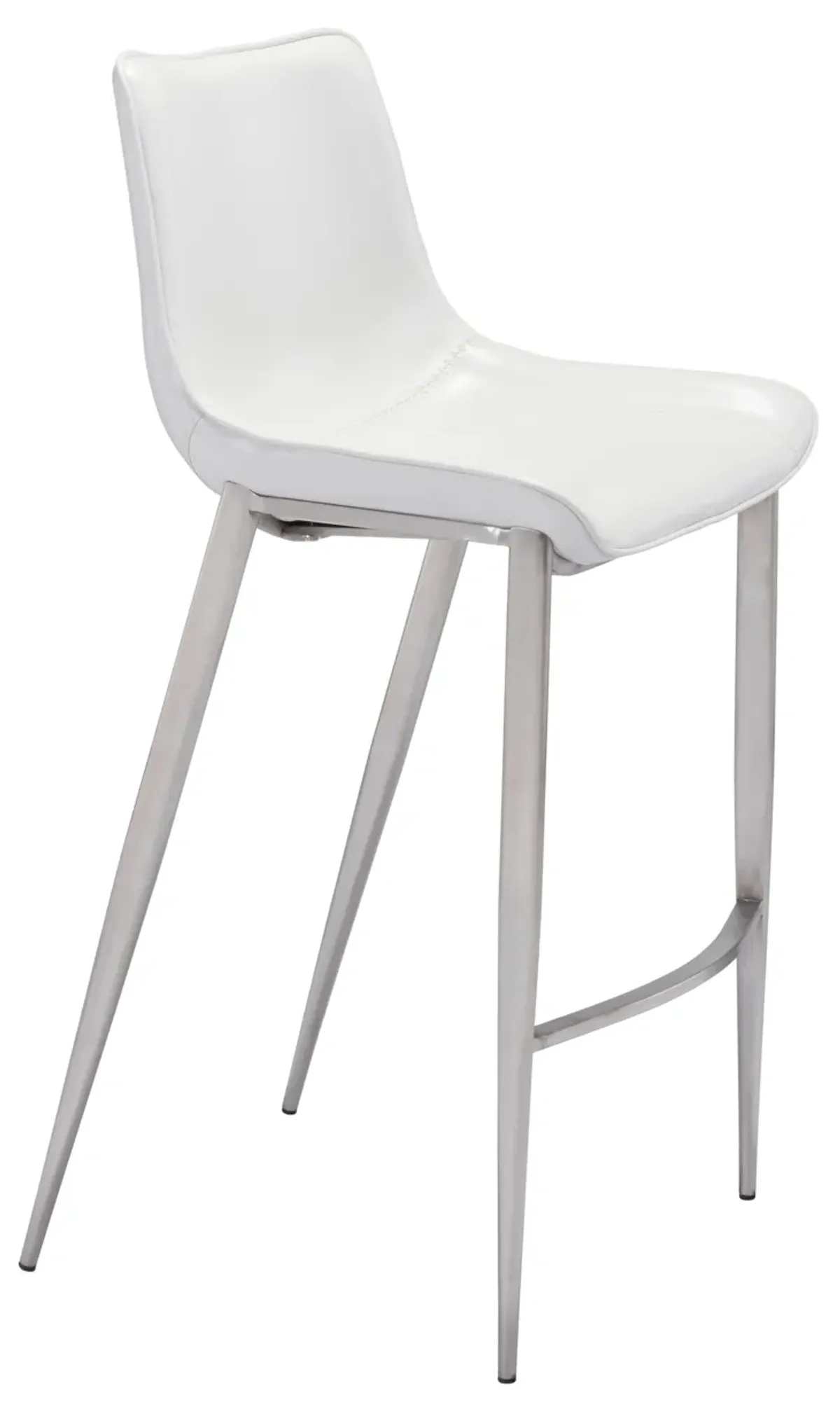 Magnus Barstool (Set of 2) White & Silver