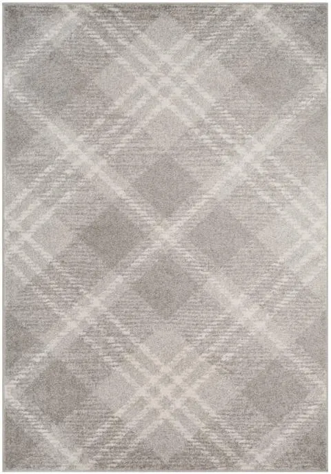 Adirondack Contemporary Light Grey / Ivory 2'-6" X 8' Powerloomed Rug