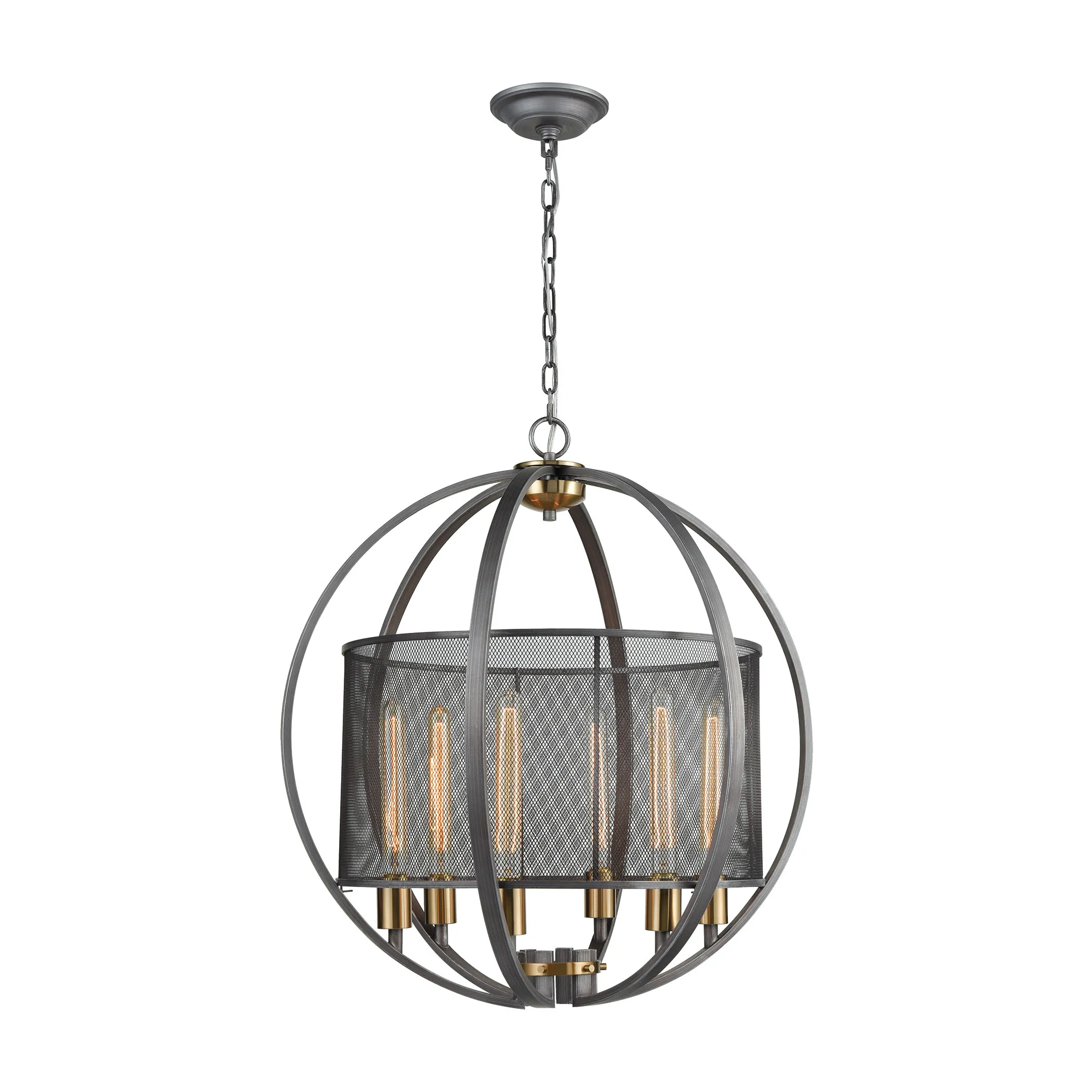 Ellicott 24" Wide 6-Light Chandelier - Weathered Zinc