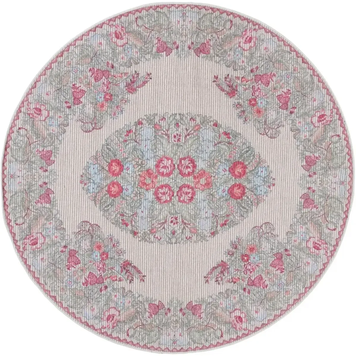 BESARABIAN 222 Green 6'-7' X 6'-7' Round Round Rug