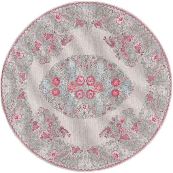 BESARABIAN 222 Green 6'-7' X 6'-7' Round Round Rug