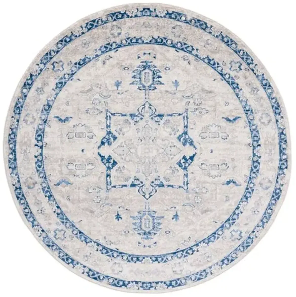 Brentwood 852 Beige / Blue 6'-7" X 6'-7" Round Round Powerloomed Rug