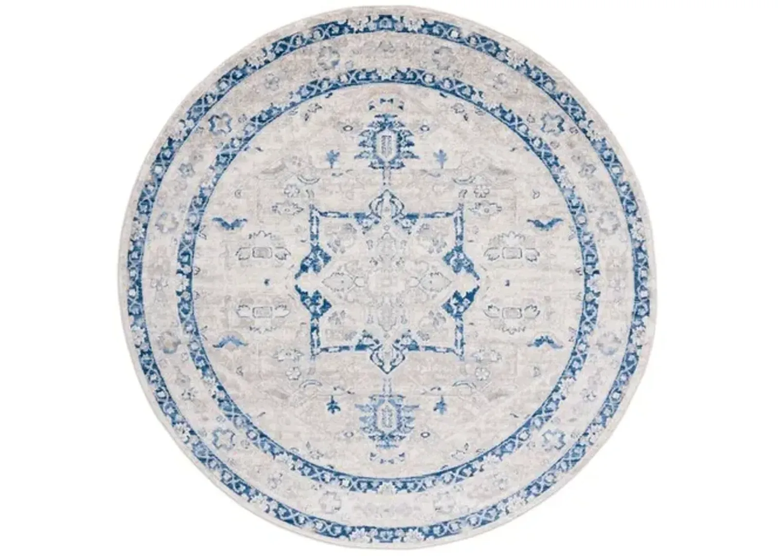 Brentwood 852 Beige / Blue 6'-7" X 6'-7" Round Round Powerloomed Rug