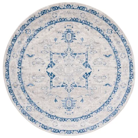 Brentwood 852 Beige / Blue 6'-7" X 6'-7" Round Round Powerloomed Rug