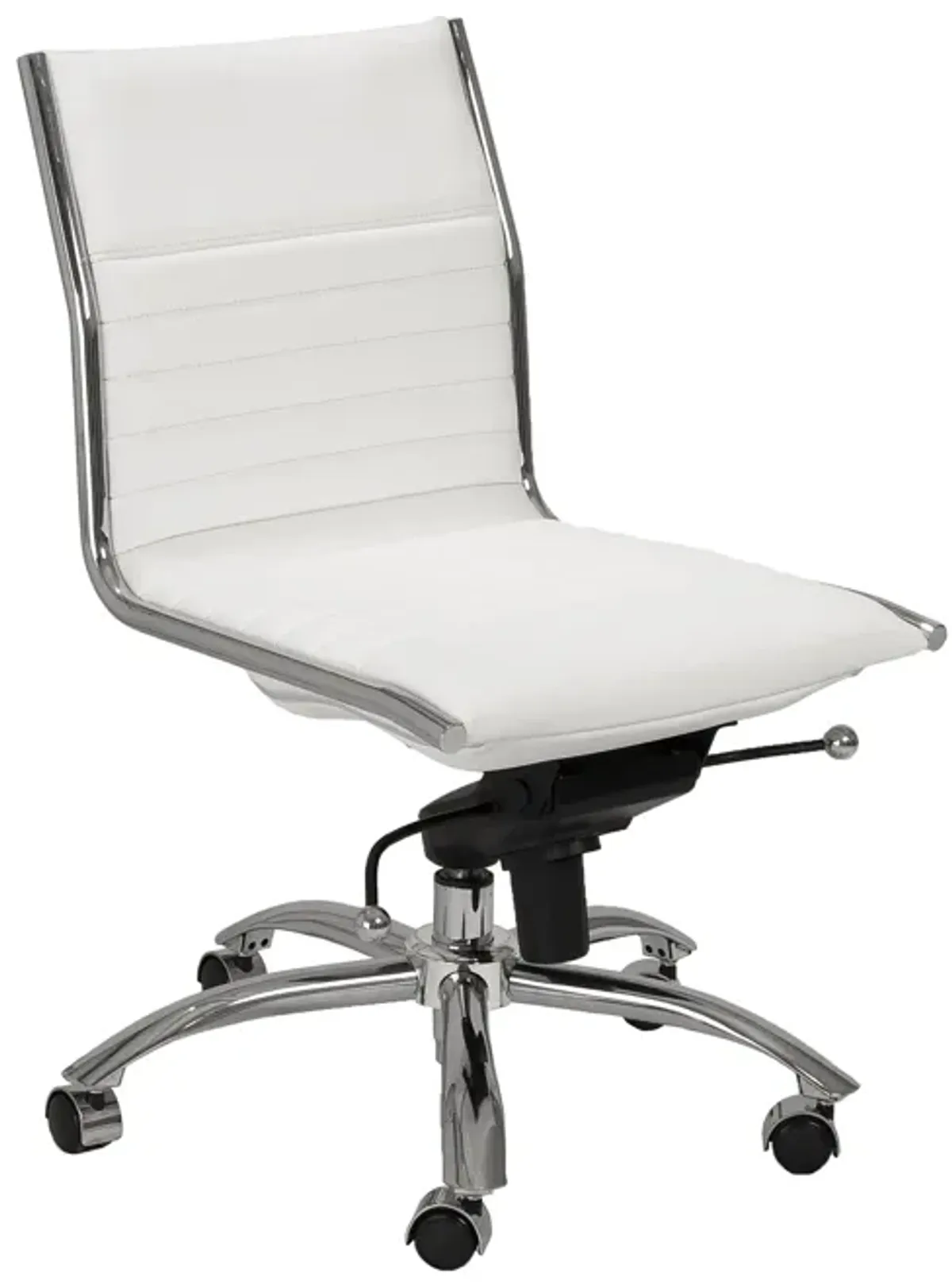 Dirk Low Back Office Chair w/o Armrests in White with Chromed Steel Base