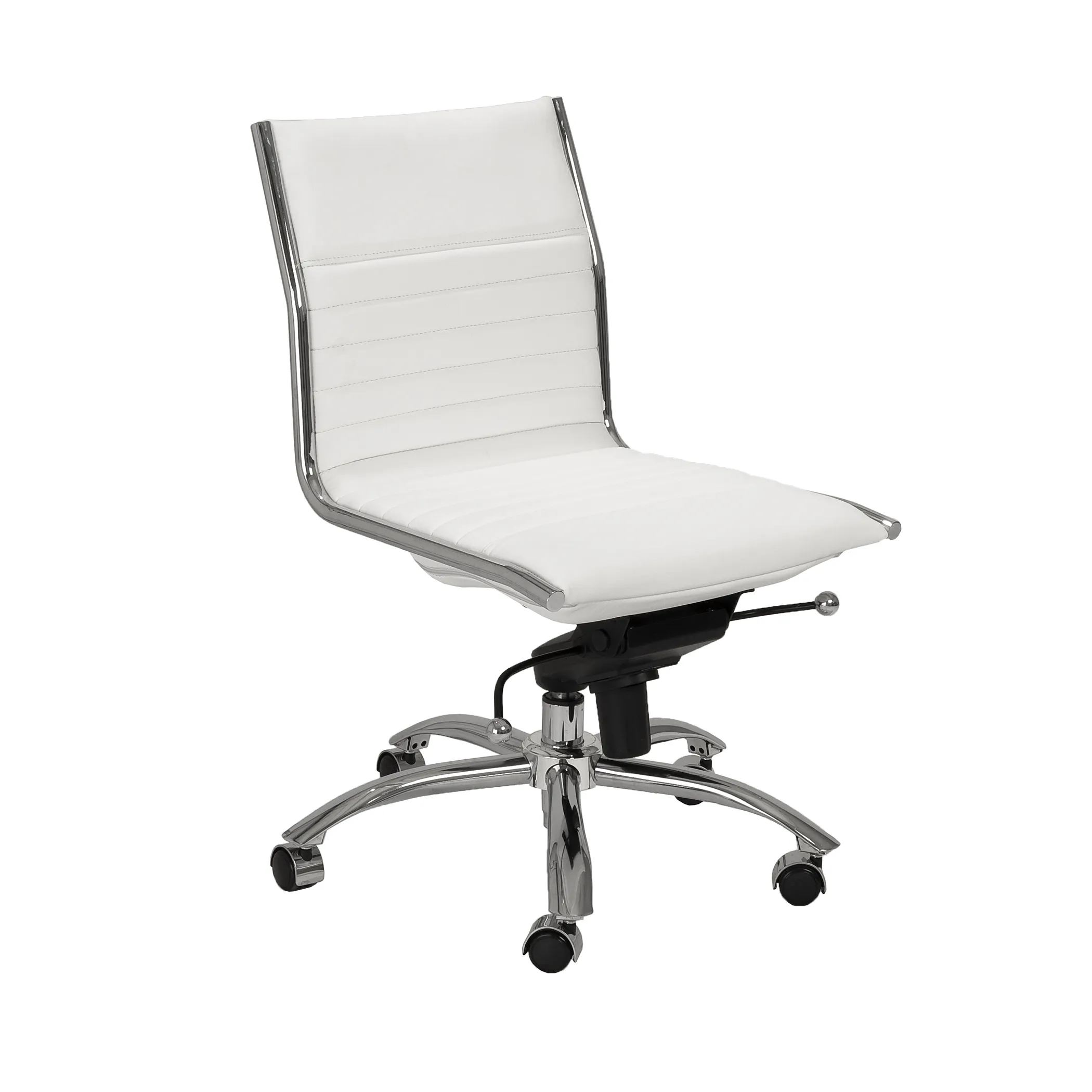 Dirk Low Back Office Chair w/o Armrests in White with Chromed Steel Base