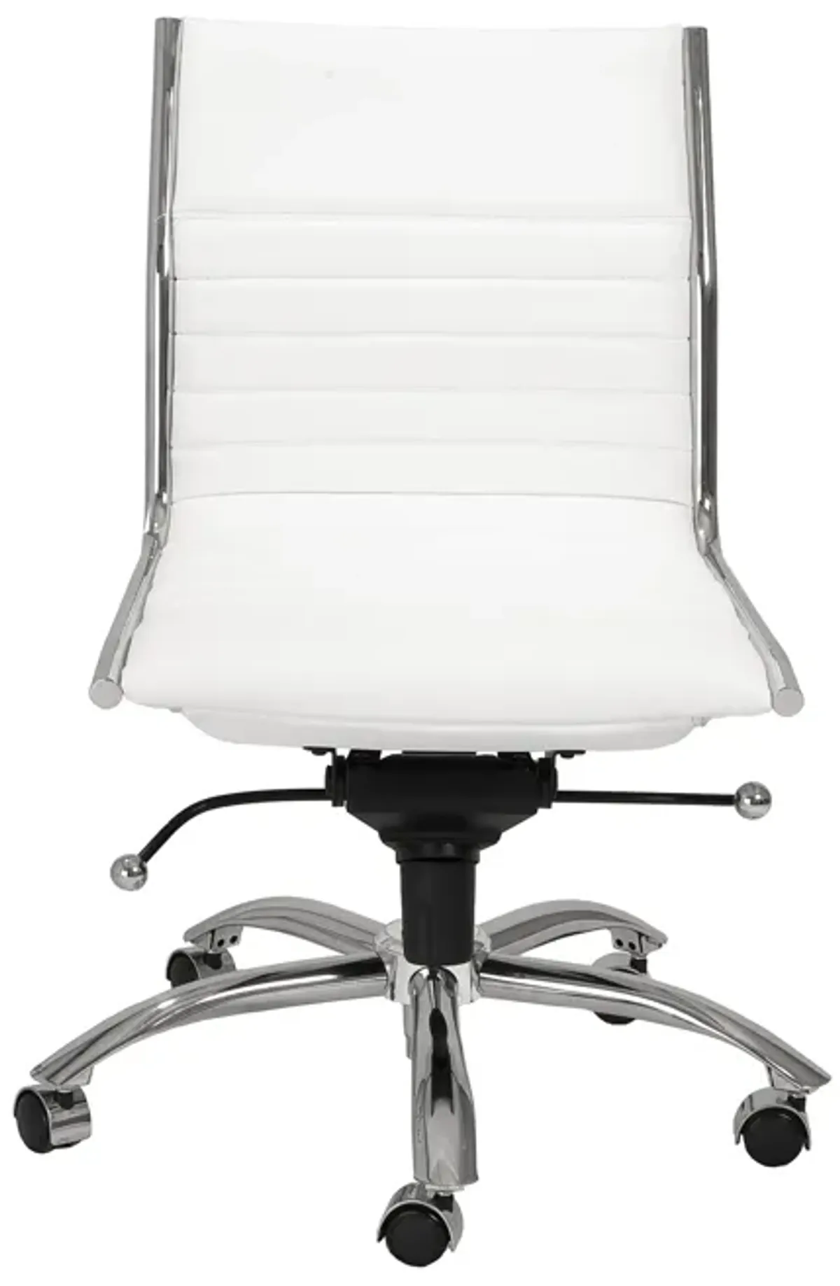 Dirk Low Back Office Chair w/o Armrests in White with Chromed Steel Base