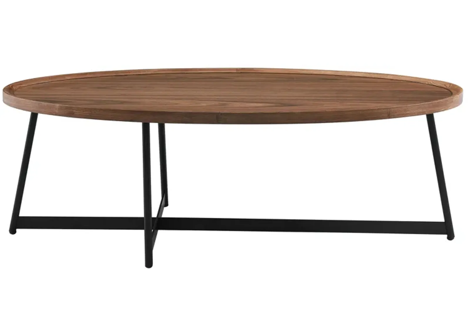 Niklaus 47" Oval Coffee Table in American Walnut with Black Base