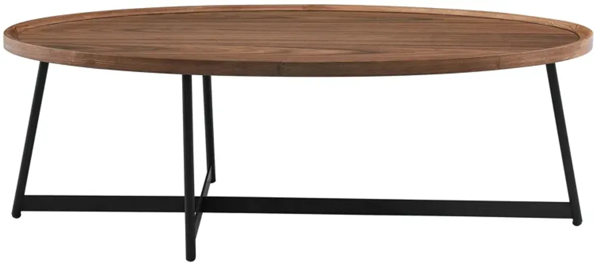 Niklaus 47" Oval Coffee Table in American Walnut with Black Base