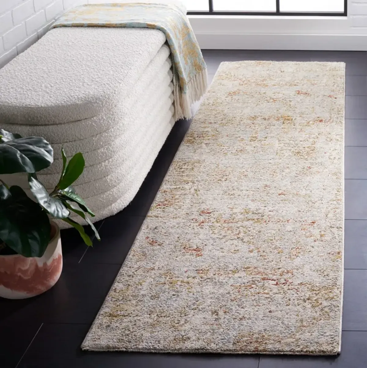 ADRIANNA 206 Blue 2'-2' X 8' Runner Rug