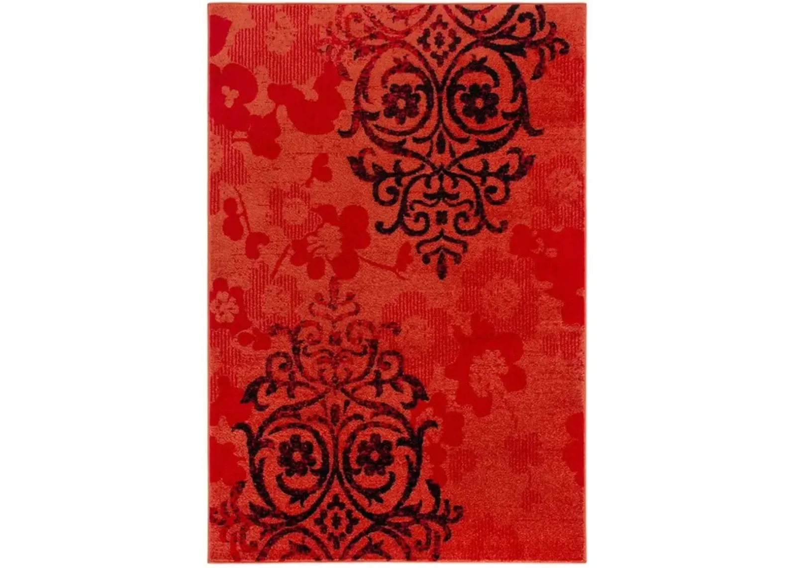 Adirondack Contemporary Red / Black 2'-2" X 9' Powerloomed Rug