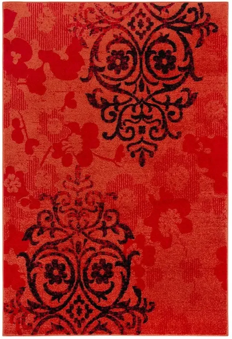 Adirondack Contemporary Red / Black 2'-2" X 9' Powerloomed Rug