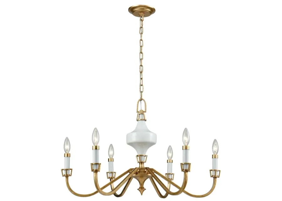 Ceramique 30" Wide 6-Light Chandelier - Antique Gold Leaf