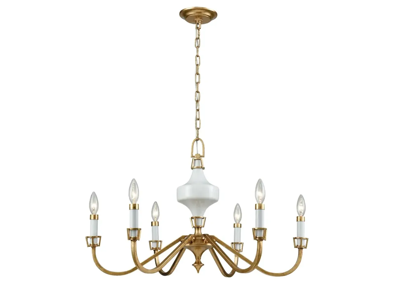 Ceramique 30" Wide 6-Light Chandelier - Antique Gold Leaf