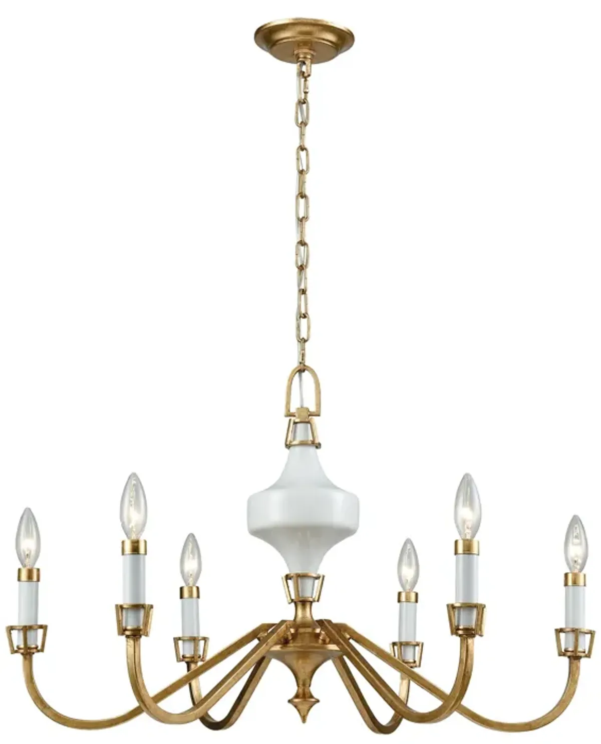 Ceramique 30" Wide 6-Light Chandelier - Antique Gold Leaf