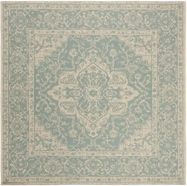 LINDEN 137 Collection LND137K-6SQ Aqua / Cream 6'-7" X 6'-7" Square