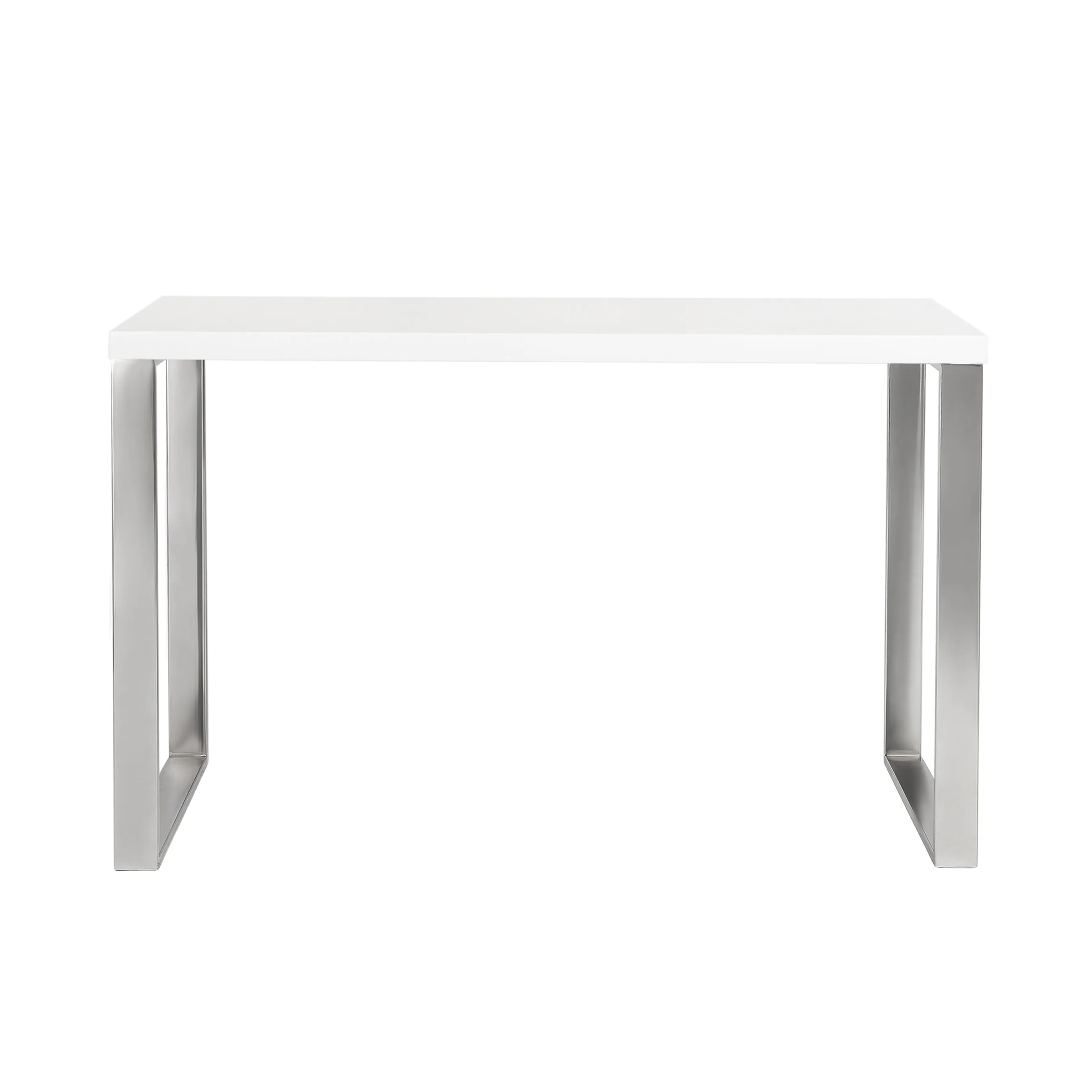 Dillon Desk in White with Polished Stainless Steel Base