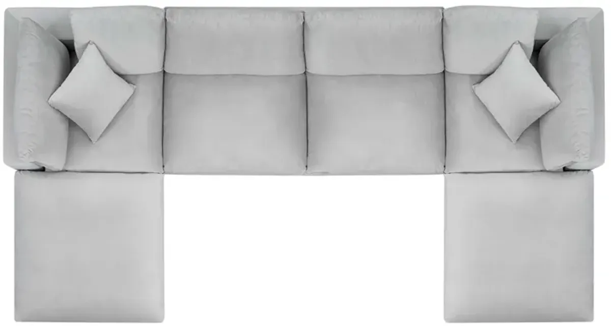 Commix Down Filled Overstuffed Performance Velvet 6-Piece Sectional Sofa