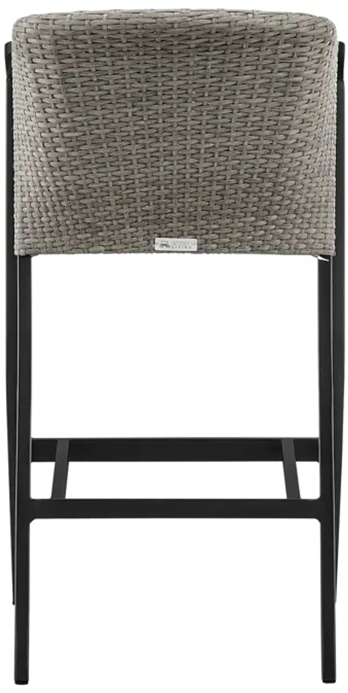 Aileen Outdoor Patio Counter Height Bar Stool in Aluminum and Wicker with Gray Cushions