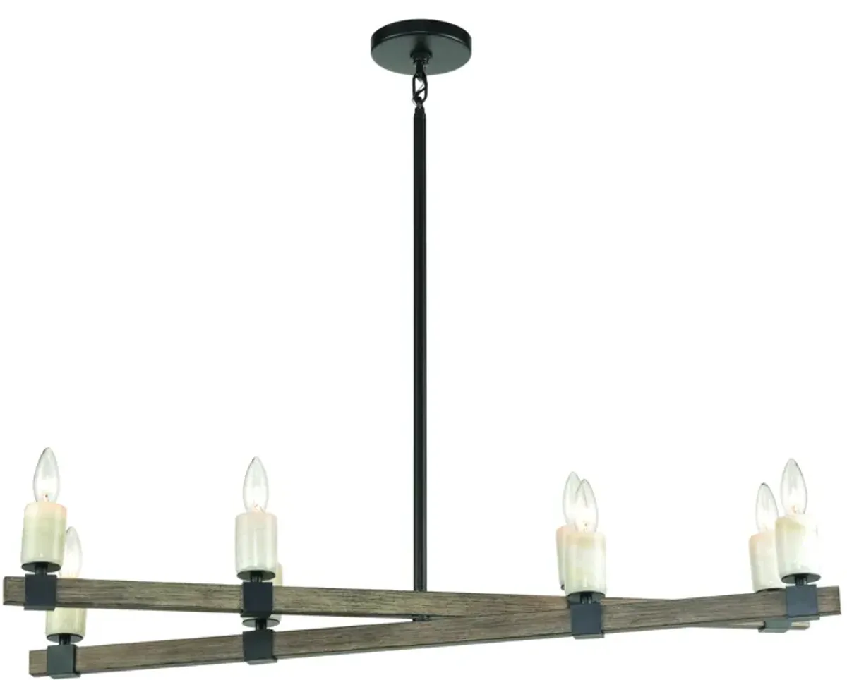 Stone Manor 39" Wide 8-Light Linear Chandelier - Matte Black