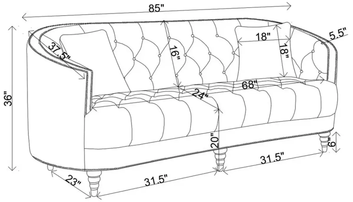 Avonlea Sloped Arm Upholstered Sofa Trim Grey