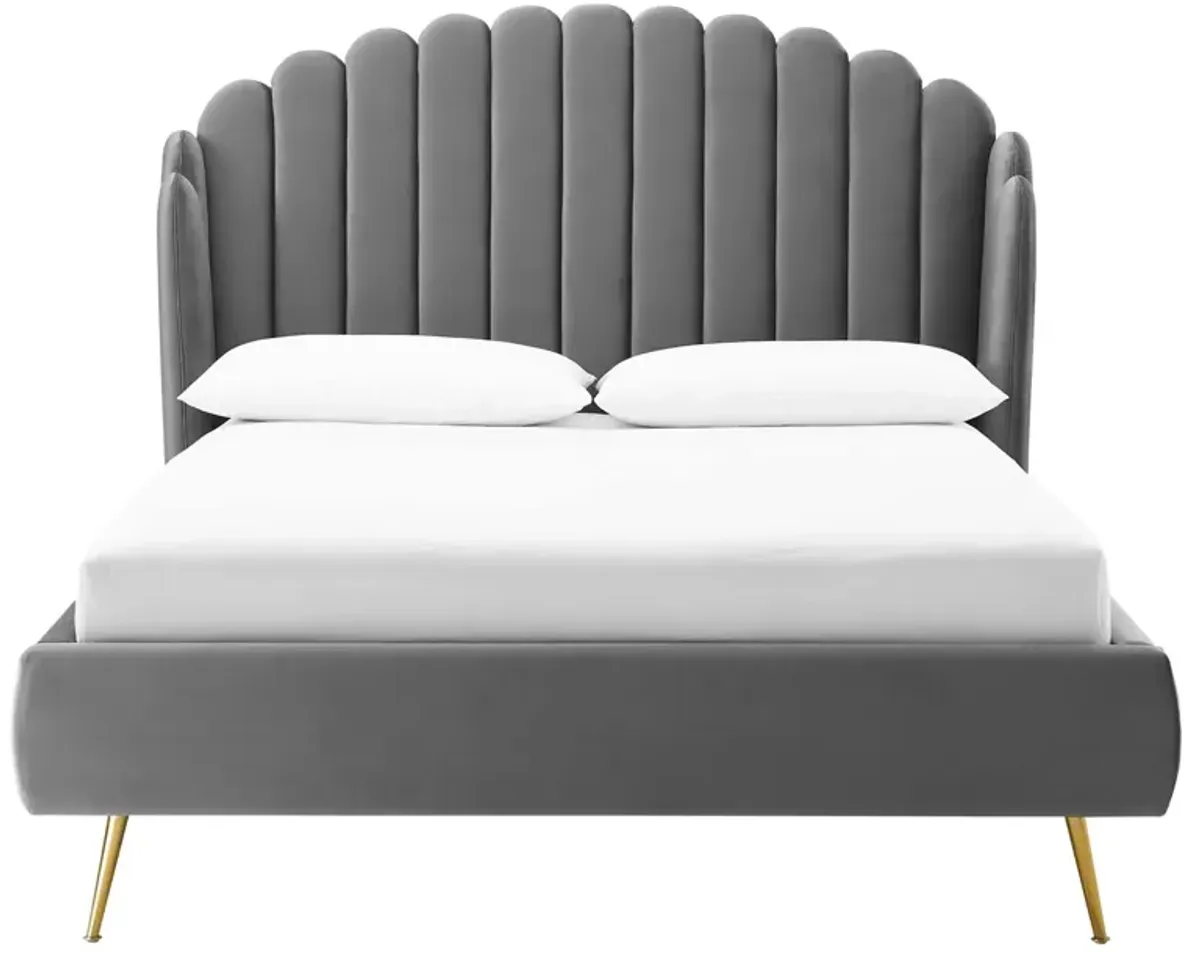 Lana Queen Performance Velvet Wingback Platform Bed