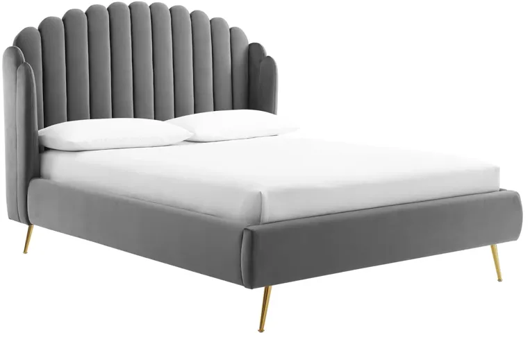 Lana Queen Performance Velvet Wingback Platform Bed