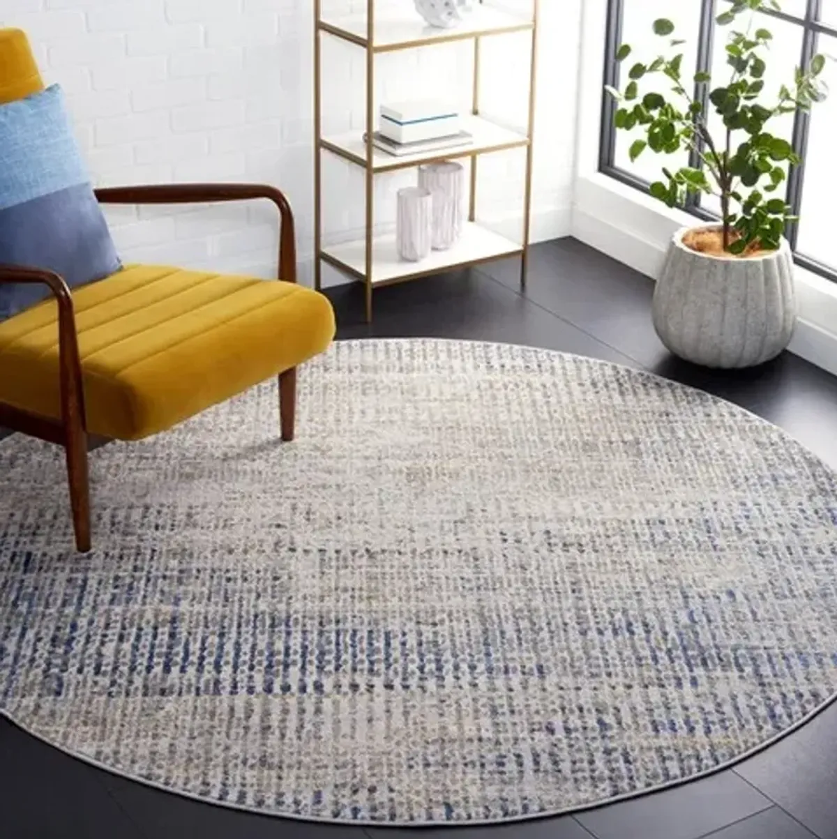 PALMA 356 Blue 6'-7' X 6'-7' Round Round Rug