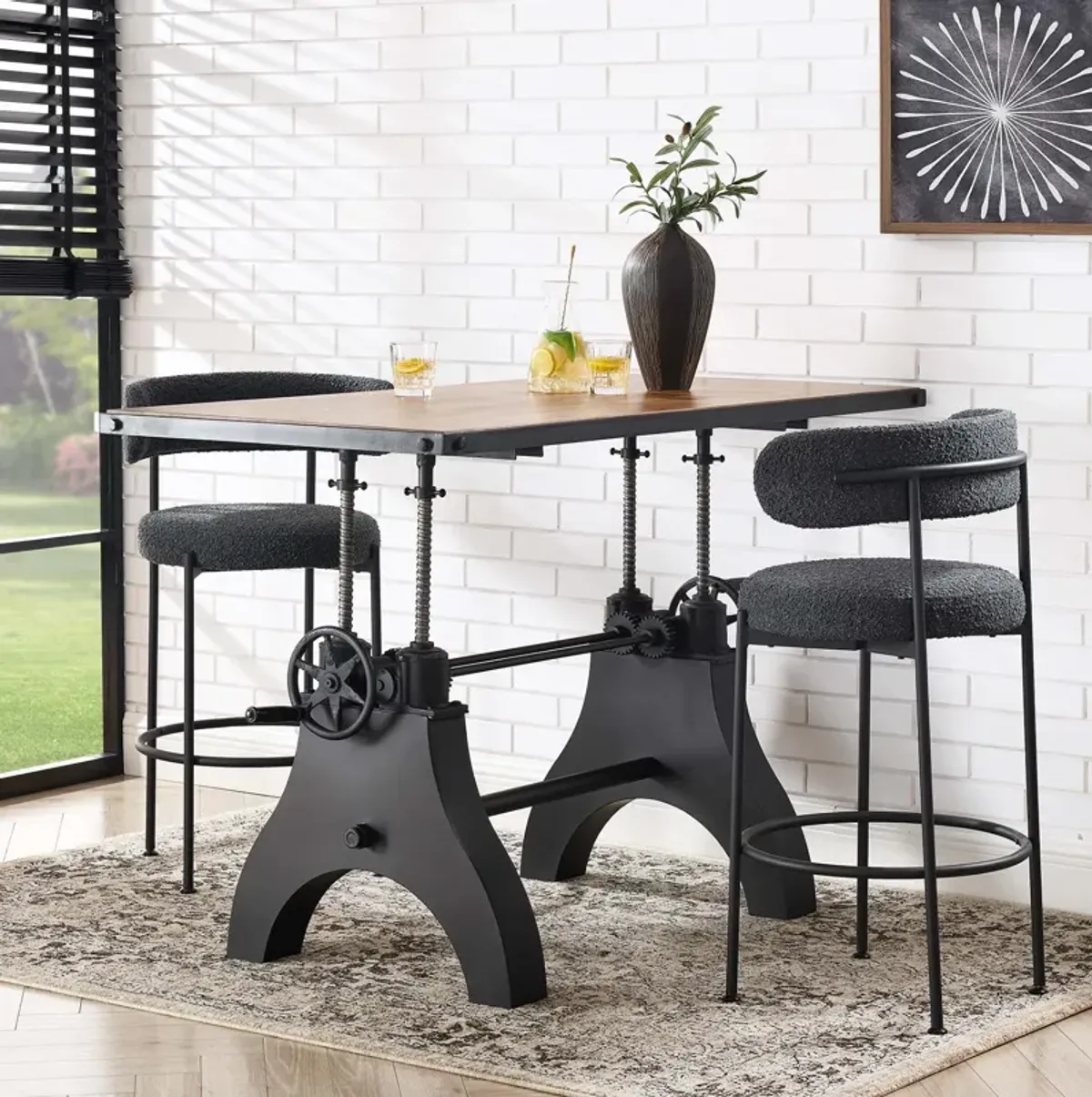 Genuine 60" Crank Adjustable Height Dining Table and Computer Desk